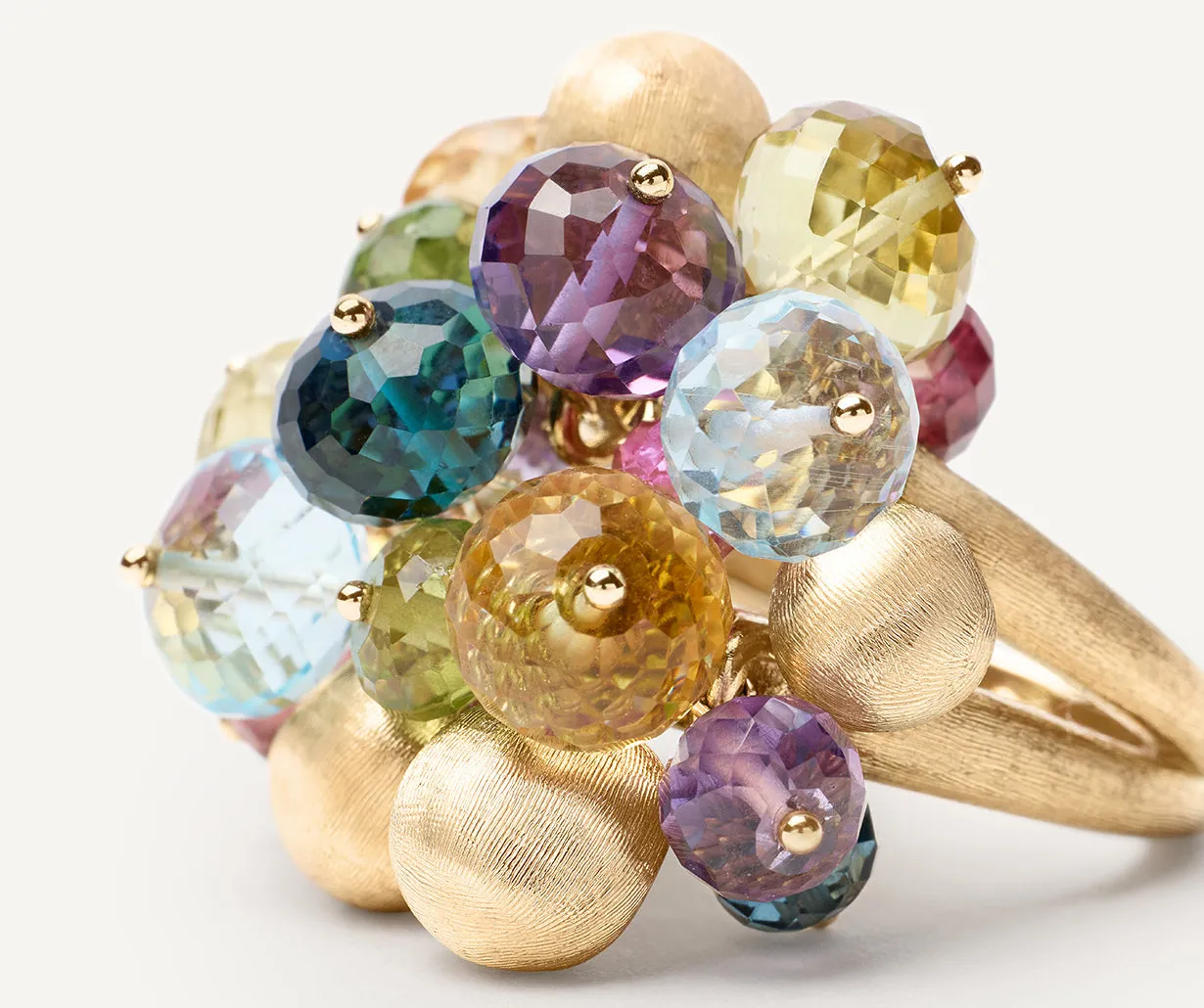 18K Yellow Gold Mixed Gemstone Large Cocktail Ring