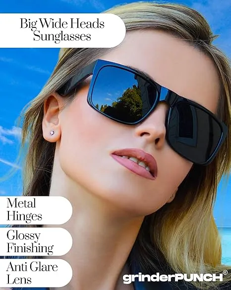 2 Pack XL Polarized Big Wide Frame Sports Driving Sunglasses (Black & Blue Polarized Lens)