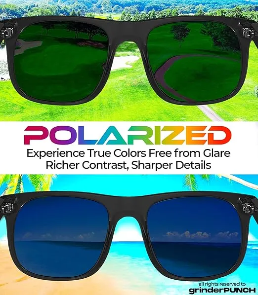 2 Pack XL Polarized Big Wide Frame Sports Driving Sunglasses (Black & Blue Polarized Lens)