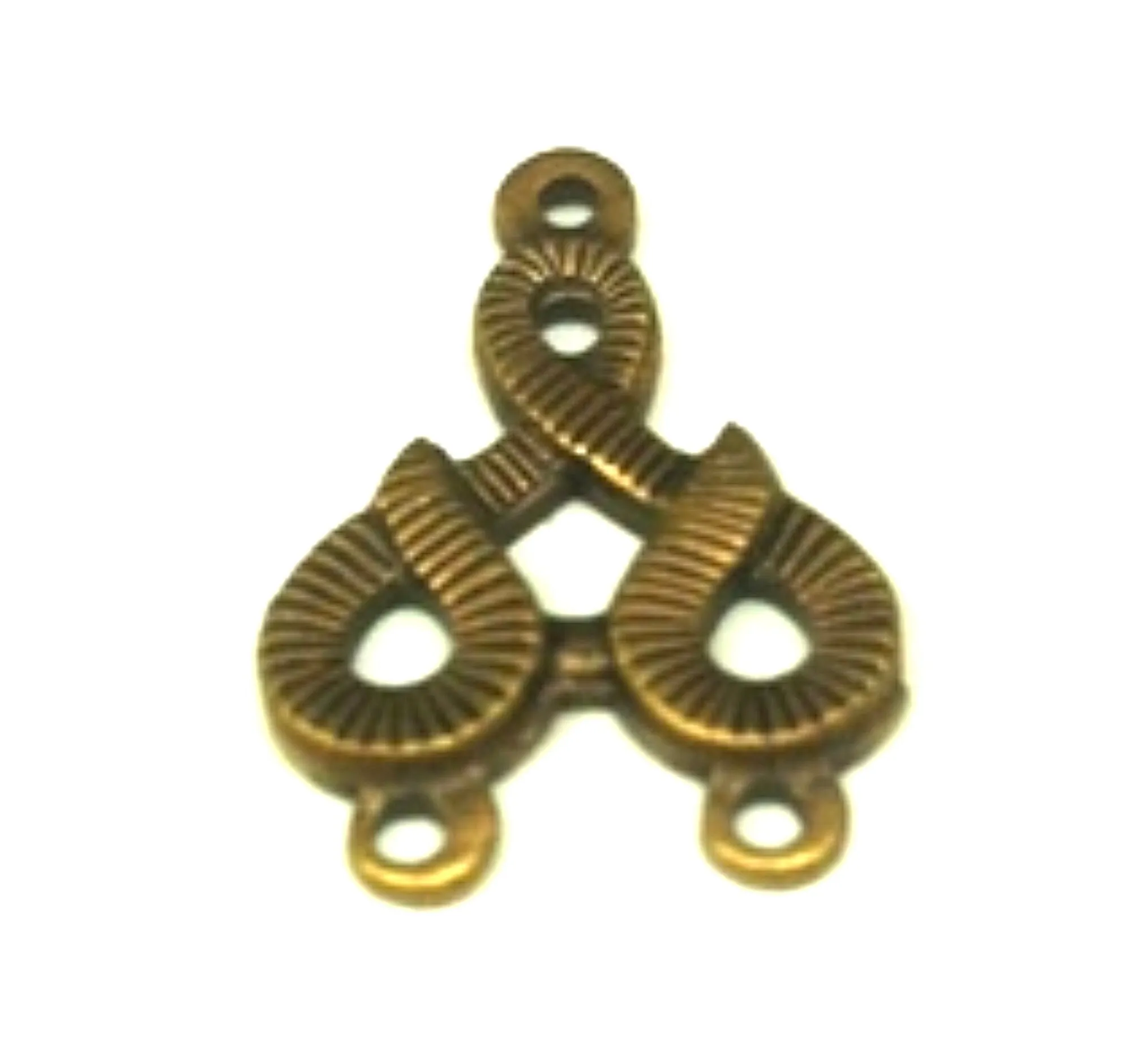 20mm 3-hole Connector Charm for multi-strand necklace, bracelets and earrings. Antique Gold, made in USA, Pack of 6