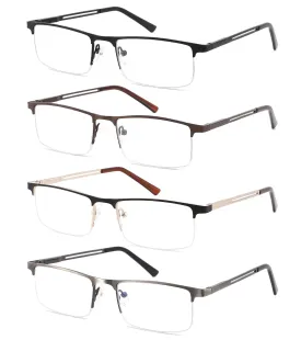 4-Pack Blue Light Blocking Reading Glasses for Men, Stylish Metal Frame Computer Readers with Sping Hinges Anti Glare/Eye Strain Uv Filter ( 1.25 Strength) 4 Pack(black/Metalgun/Brown/Glod) 1.25x