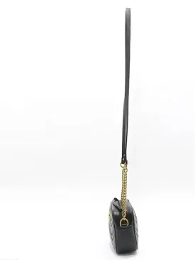 448065 Black leather gold plated GG Marmont matelass mini cross bag
