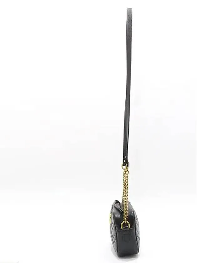 448065 Black leather gold plated GG Marmont matelass mini cross bag