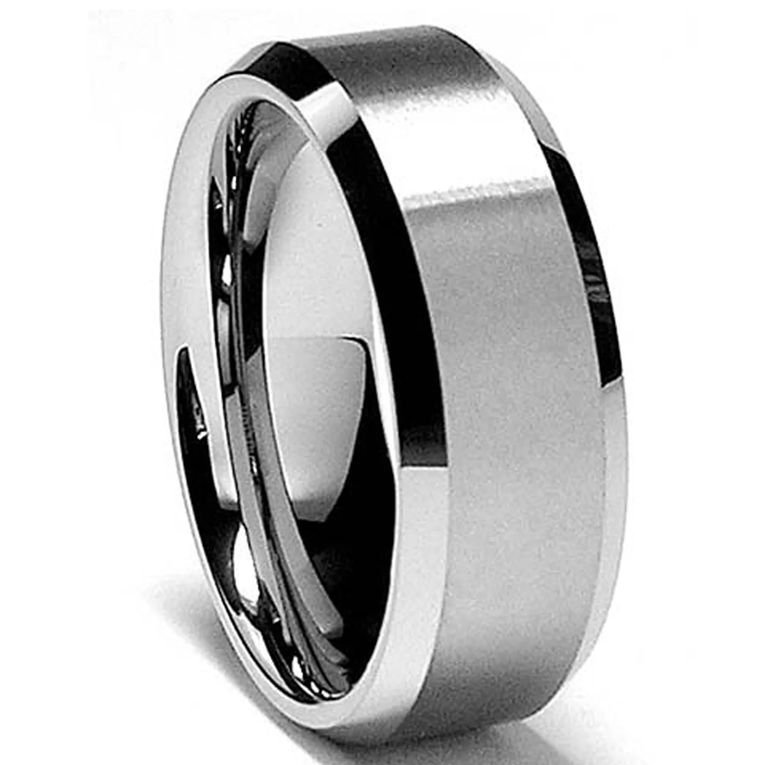 8MM High Polish / Matte Finish Men's Tungsten Ring Wedding Band Sizes 6 to 15