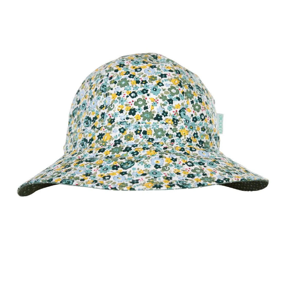 ACORN KIDS - MAEVE WIDE BRIM SUNHAT: GREEN/YELLOW