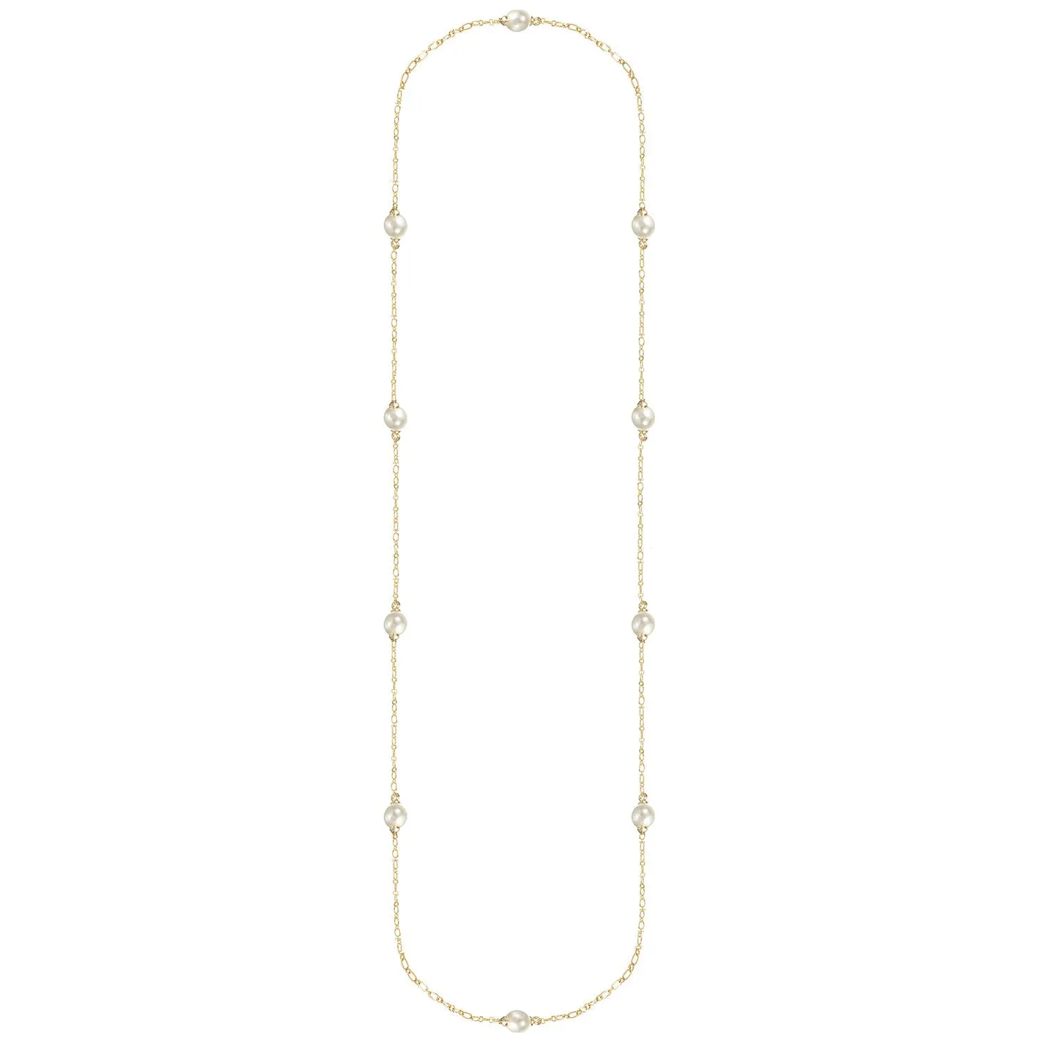 Adorned Pearl Station Necklace in Gold