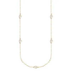Adorned Pearl Station Necklace in Gold