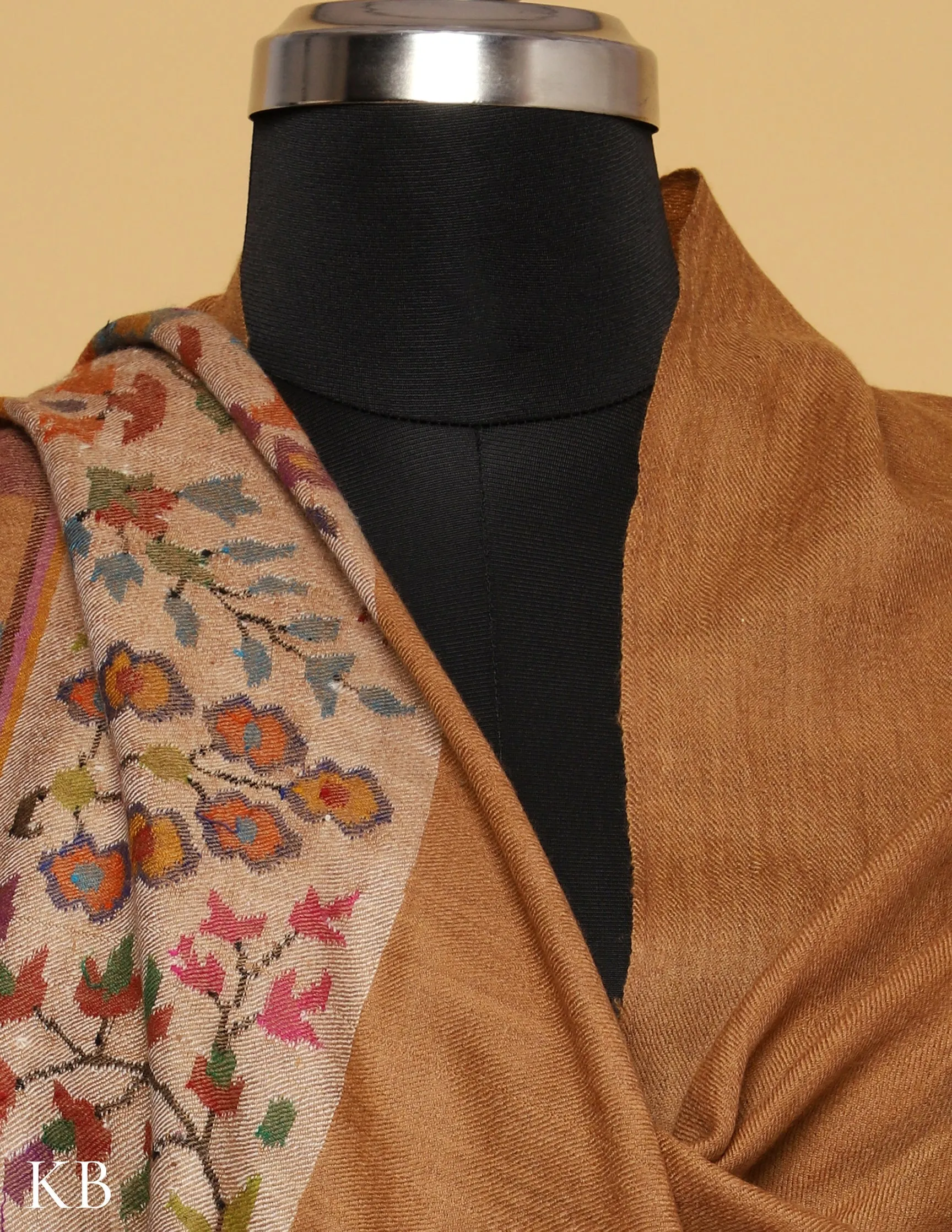 Almond Brown Kani Pashmina Shawl