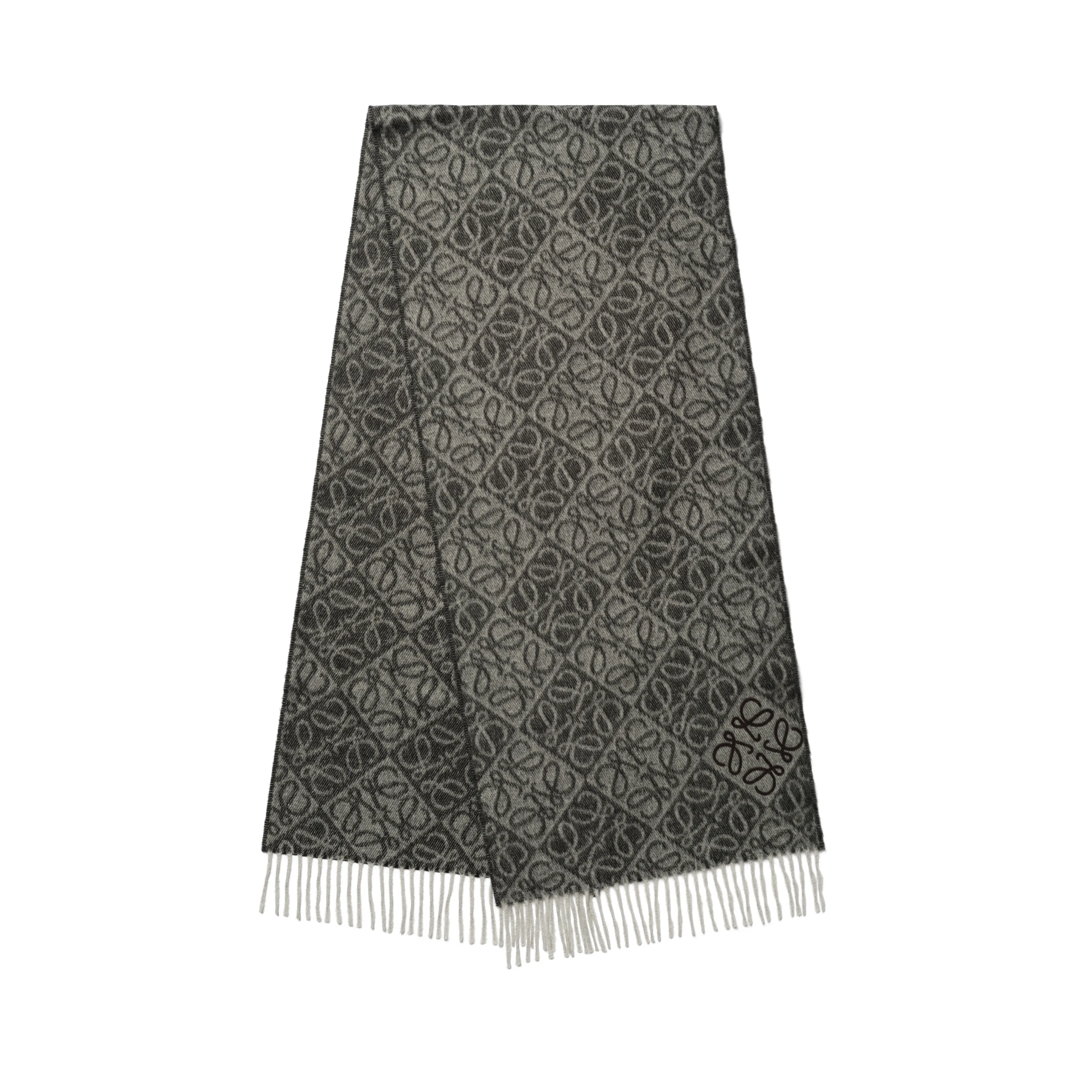 Anagram Wool Cashmere Scarf in Dark Grey