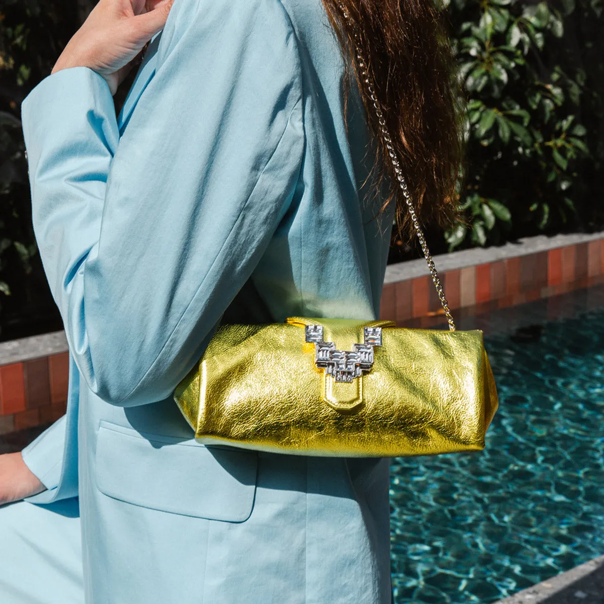 Anthea Embellished Leather Clutch Bag