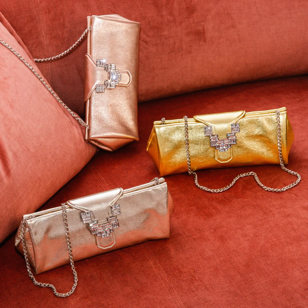 Anthea Embellished Leather Clutch Bag