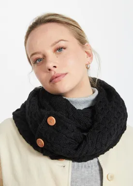 Aran Buttoned Snood | Black