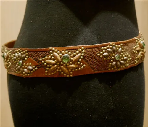 B-Low The Belt Gold Studded Belt with Green Crystals Belt
