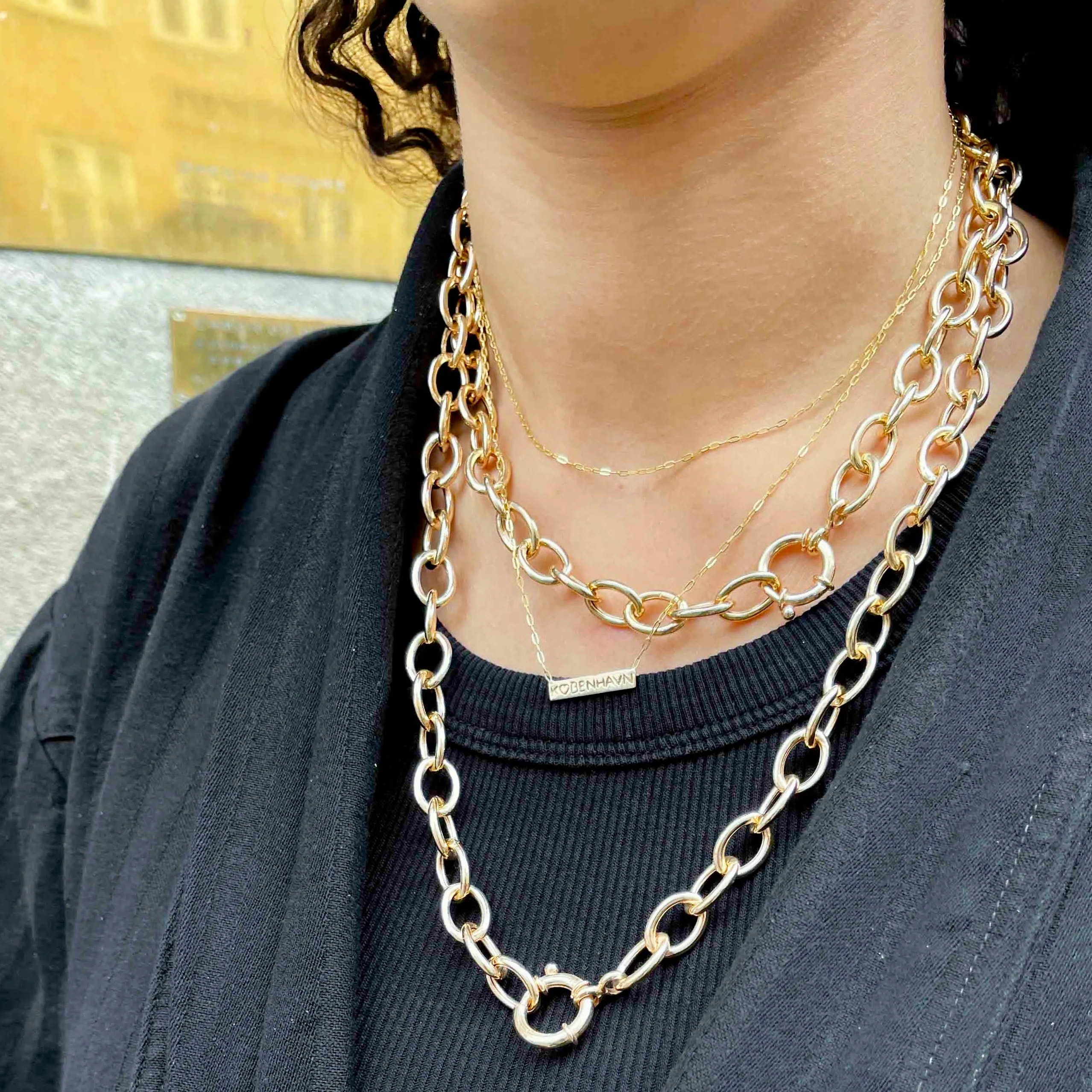 BASIC, Oval Link Necklace, Gold