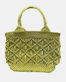 BASKET MACRAME TOTE IN GOLD