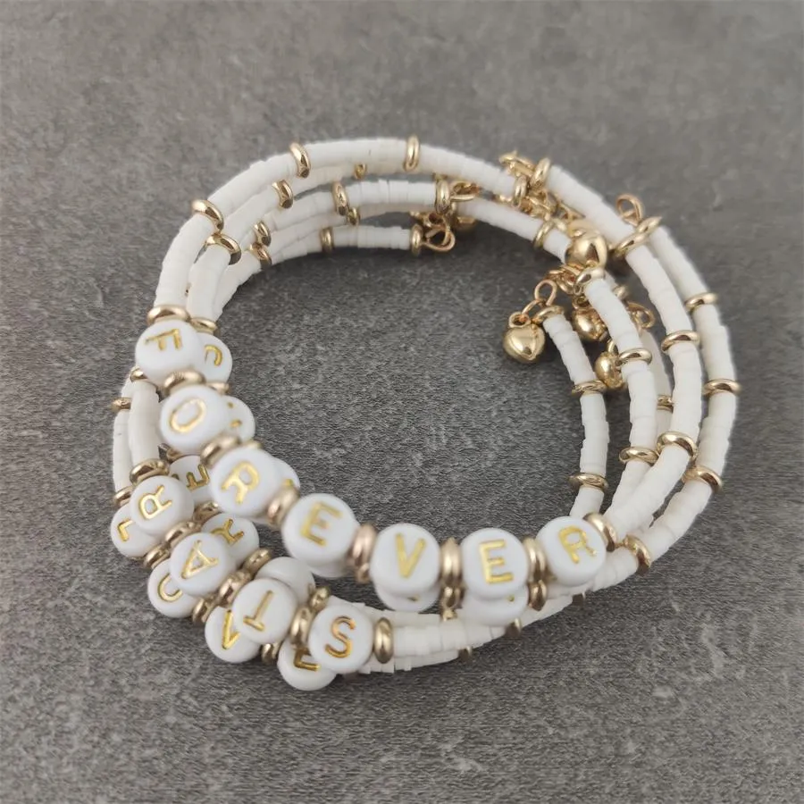 Boho White Charm & Gold Strand Bracelets