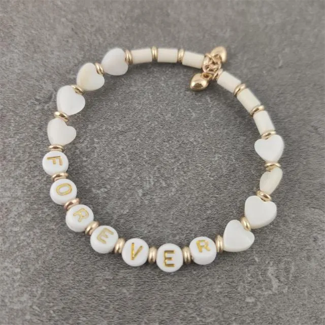 Boho White Charm & Gold Strand Bracelets