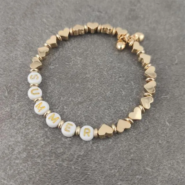Boho White Charm & Gold Strand Bracelets
