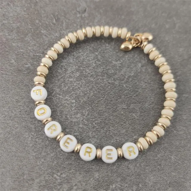 Boho White Charm & Gold Strand Bracelets