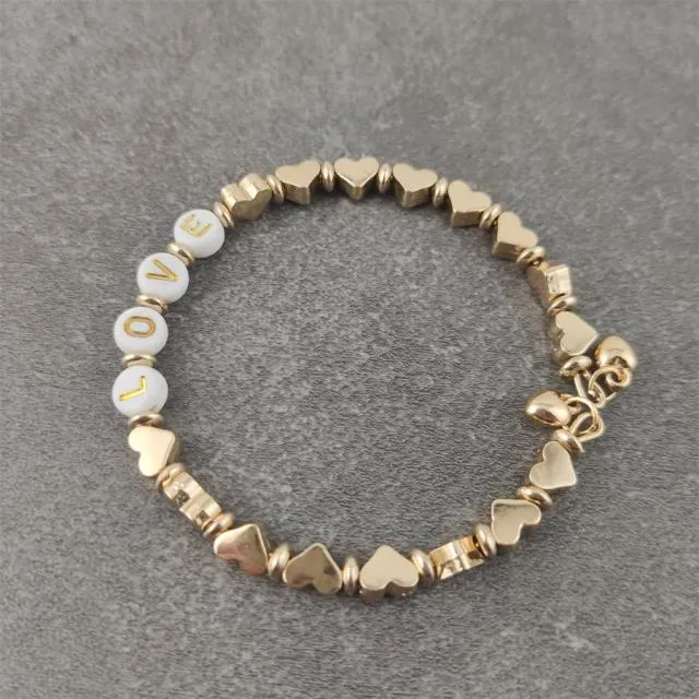 Boho White Charm & Gold Strand Bracelets