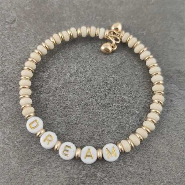 Boho White Charm & Gold Strand Bracelets
