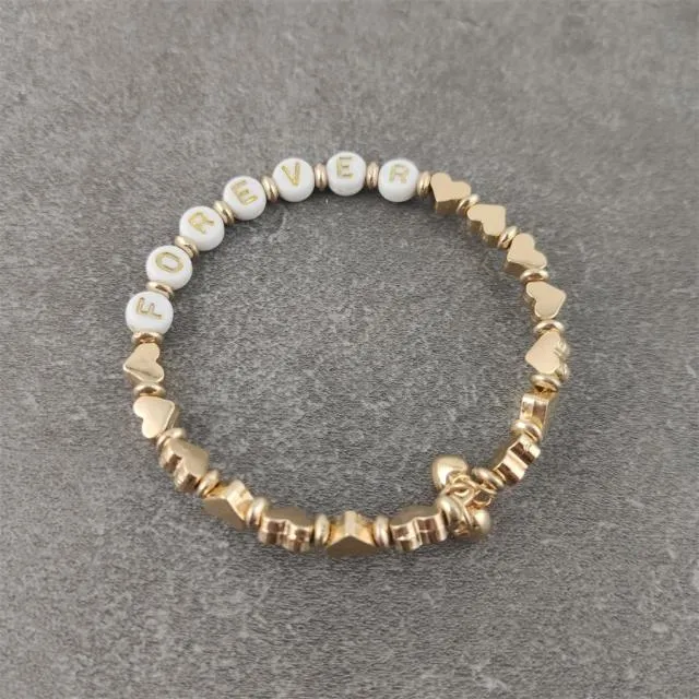 Boho White Charm & Gold Strand Bracelets