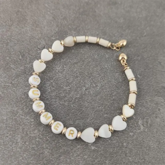 Boho White Charm & Gold Strand Bracelets