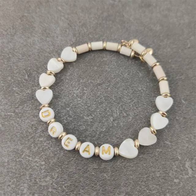 Boho White Charm & Gold Strand Bracelets