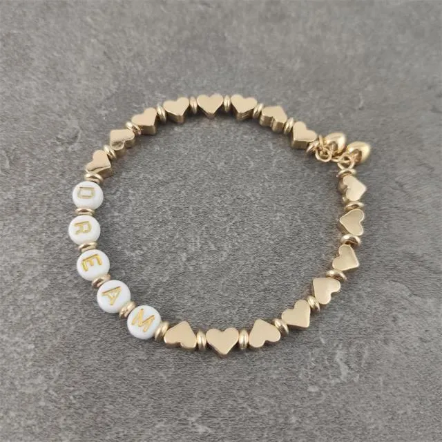 Boho White Charm & Gold Strand Bracelets