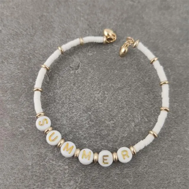 Boho White Charm & Gold Strand Bracelets