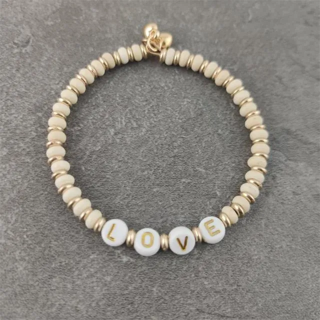 Boho White Charm & Gold Strand Bracelets