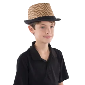 Brown Chevron Fedora Hat