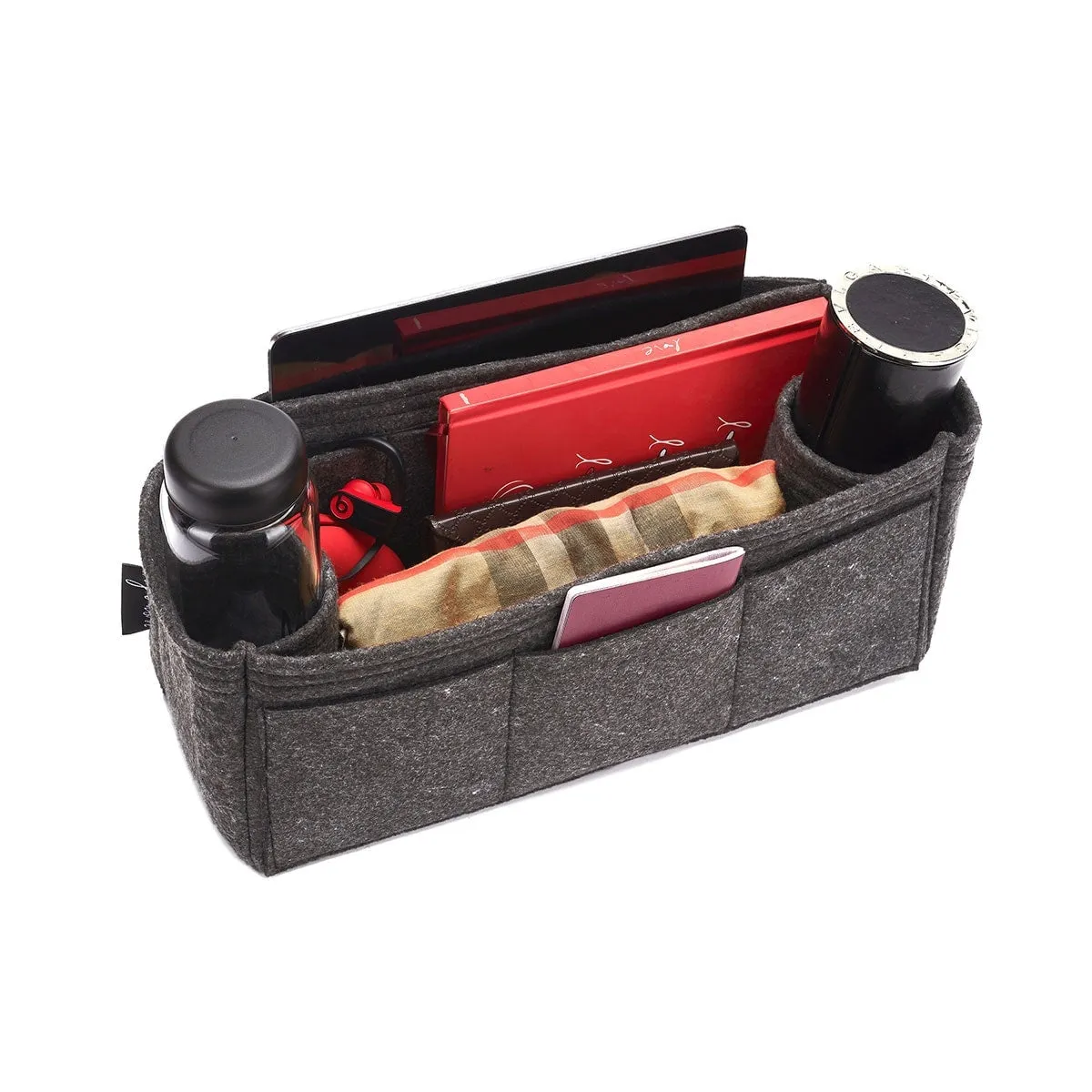 Chanel Deauville Canvas Tote Organizer Insert, Bag Organizer with Double Bottle Holders and Exterior Pockets