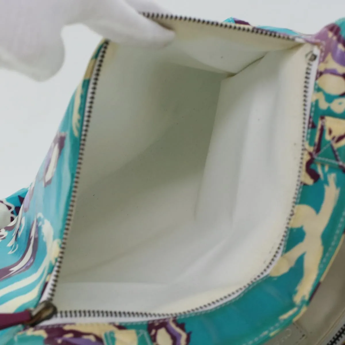 CHANEL Floral Tote Bag Coated Canvas Blue CC Auth bs5894