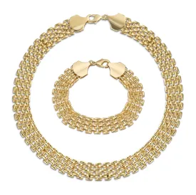 Classic Panther Link Collar Necklace Yellow Plated Brass 18-Inch Statement Piece