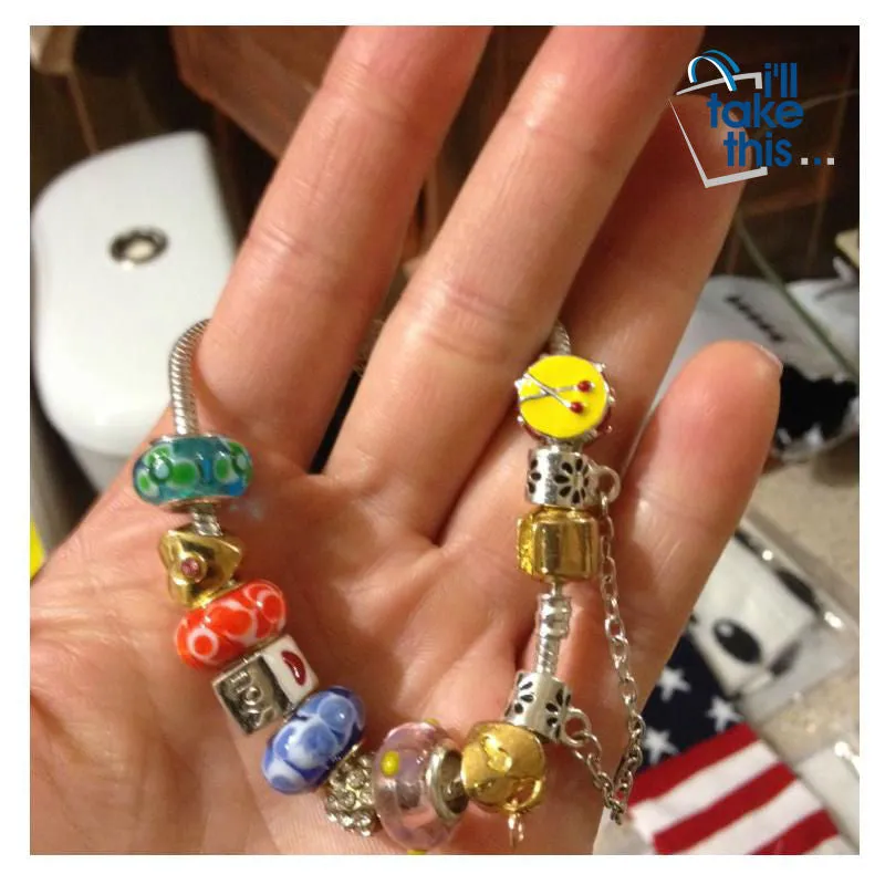 Crystal Flower Multi colored Charm Bracelet Platinum Plated Silver Bracelet, Bangles Jewelry