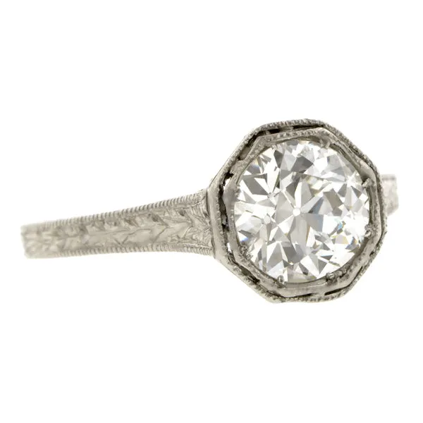 Edwardian Diamond Engagement Ring, Old Euro 1.10ct