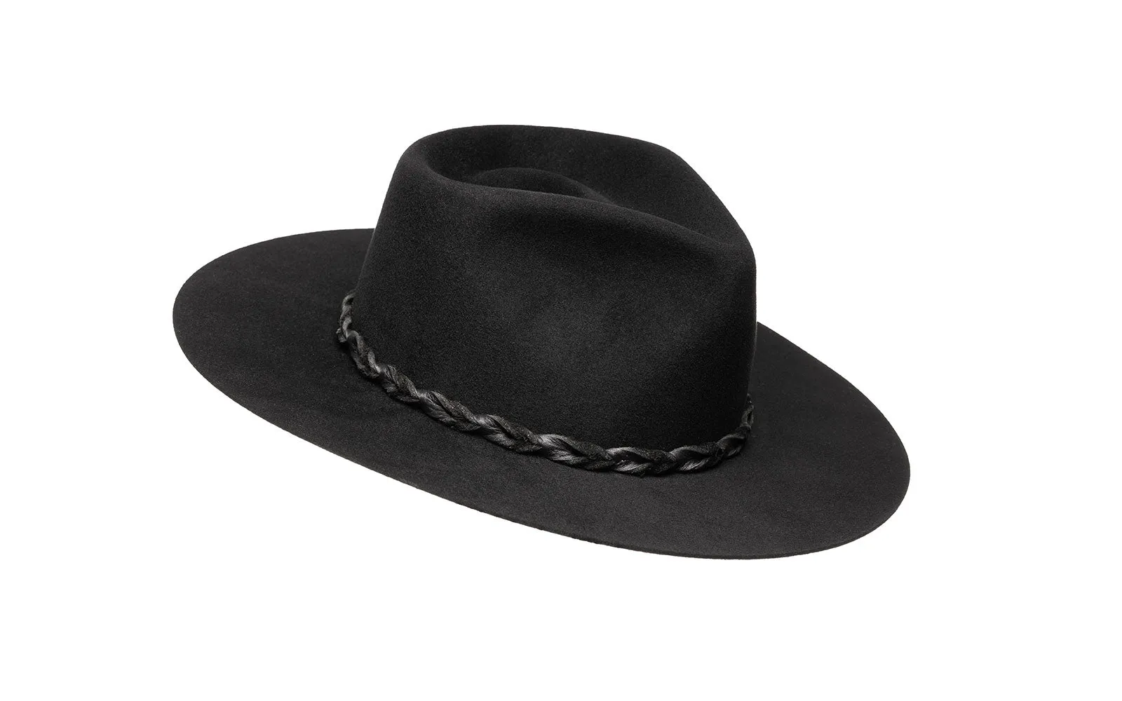FINN WIDE STIFF BRIM HAT - BLACK