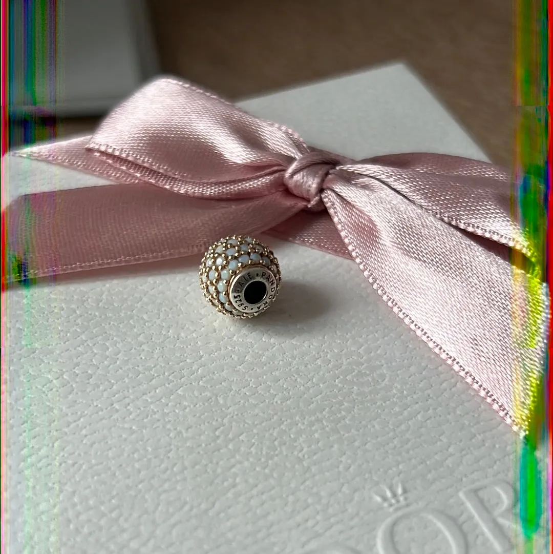 Genuine Pandora Essence Two Tone White Quartz Hope Gemstone Charm