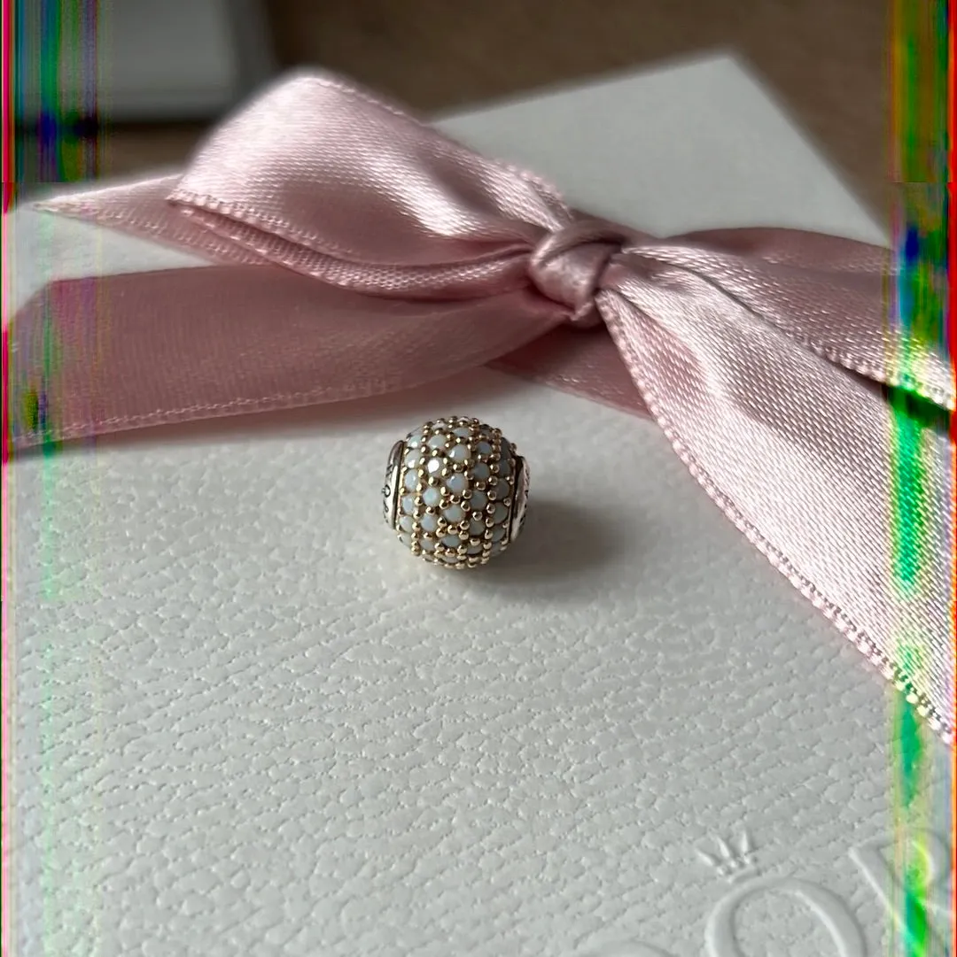 Genuine Pandora Essence Two Tone White Quartz Hope Gemstone Charm