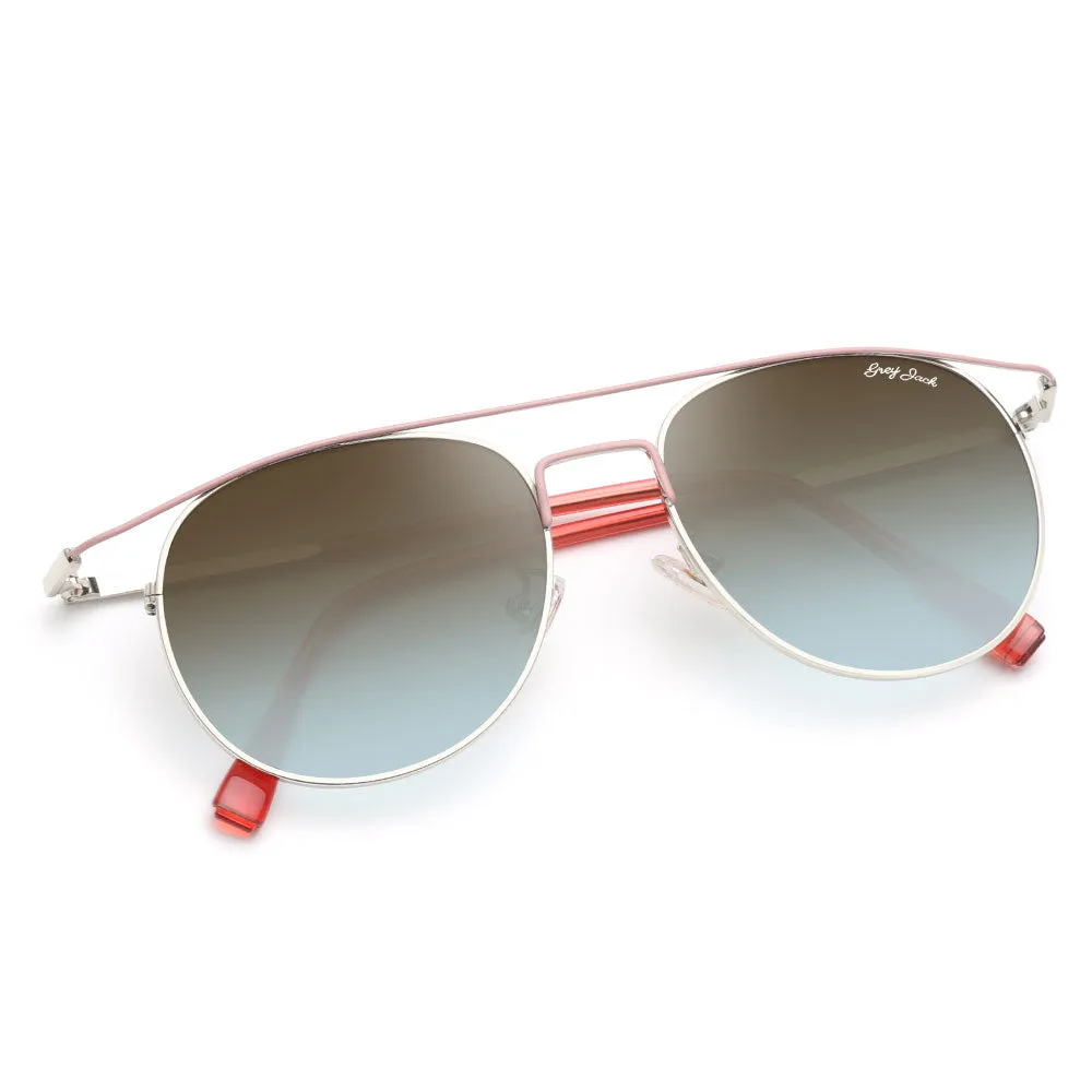 GREY JACK Round Metal Stylish Polarized Sunglasses for Women 2314