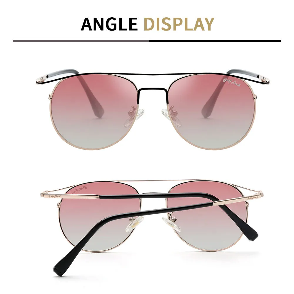 GREY JACK Round Metal Stylish Polarized Sunglasses for Women 2314