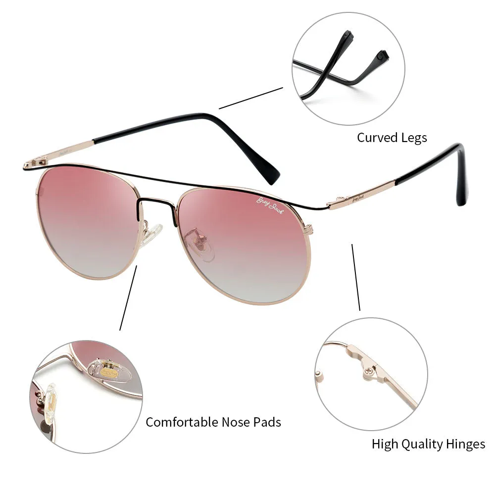 GREY JACK Round Metal Stylish Polarized Sunglasses for Women 2314