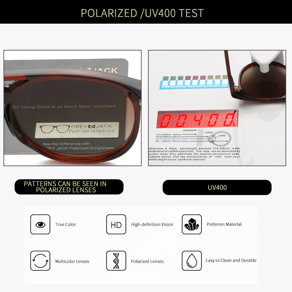GREY JACK Round Polarized Sunglasses for Men Women UV Protected 5003