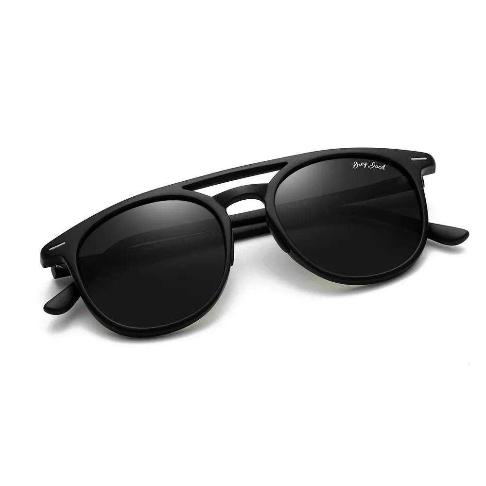 GREY JACK Round Polarized Sunglasses for Men Women UV Protected 5003