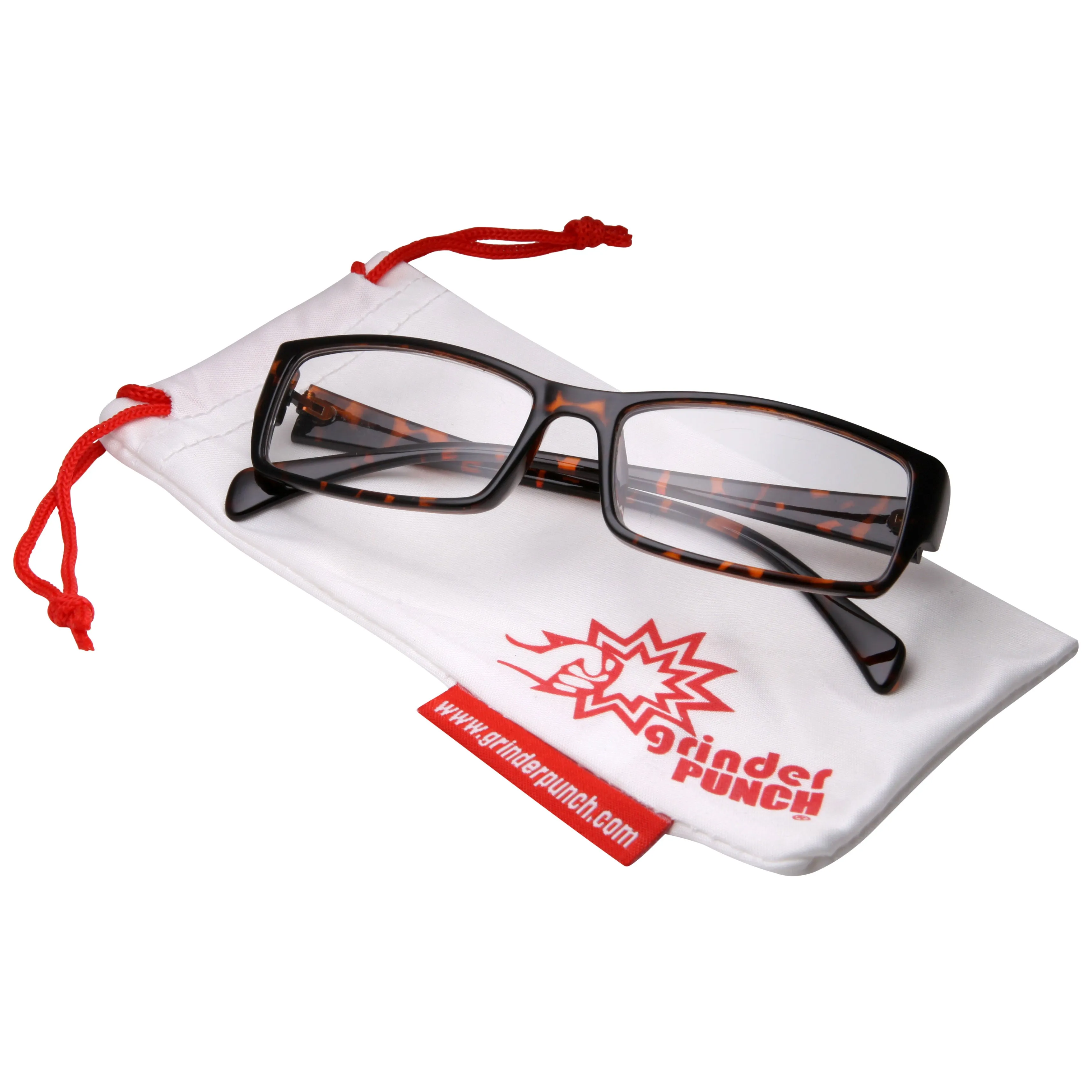 grinderPUNCH Fake Plastic Rim Clear Lens Plano Reading Glasses for Men and Women - Halloween Costume Glasses
