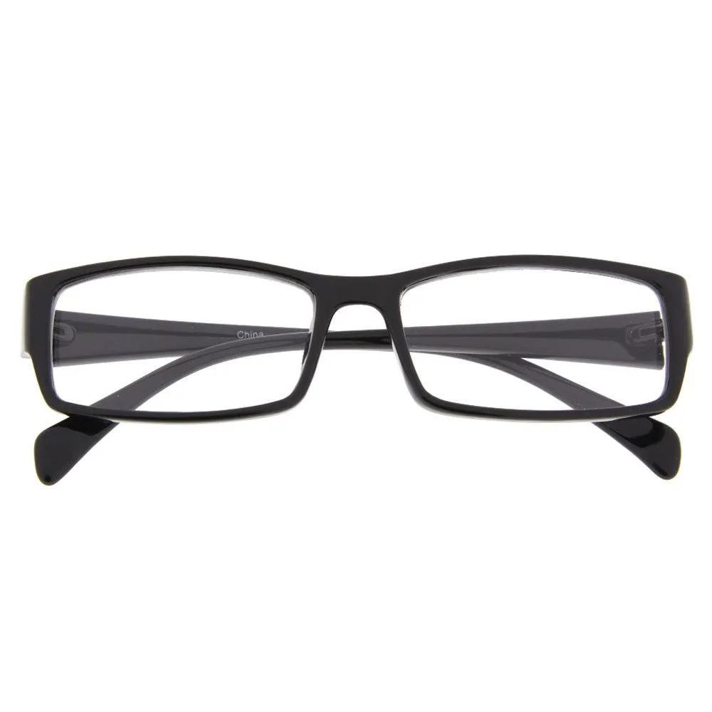 grinderPUNCH Fake Plastic Rim Clear Lens Plano Reading Glasses for Men and Women - Halloween Costume Glasses