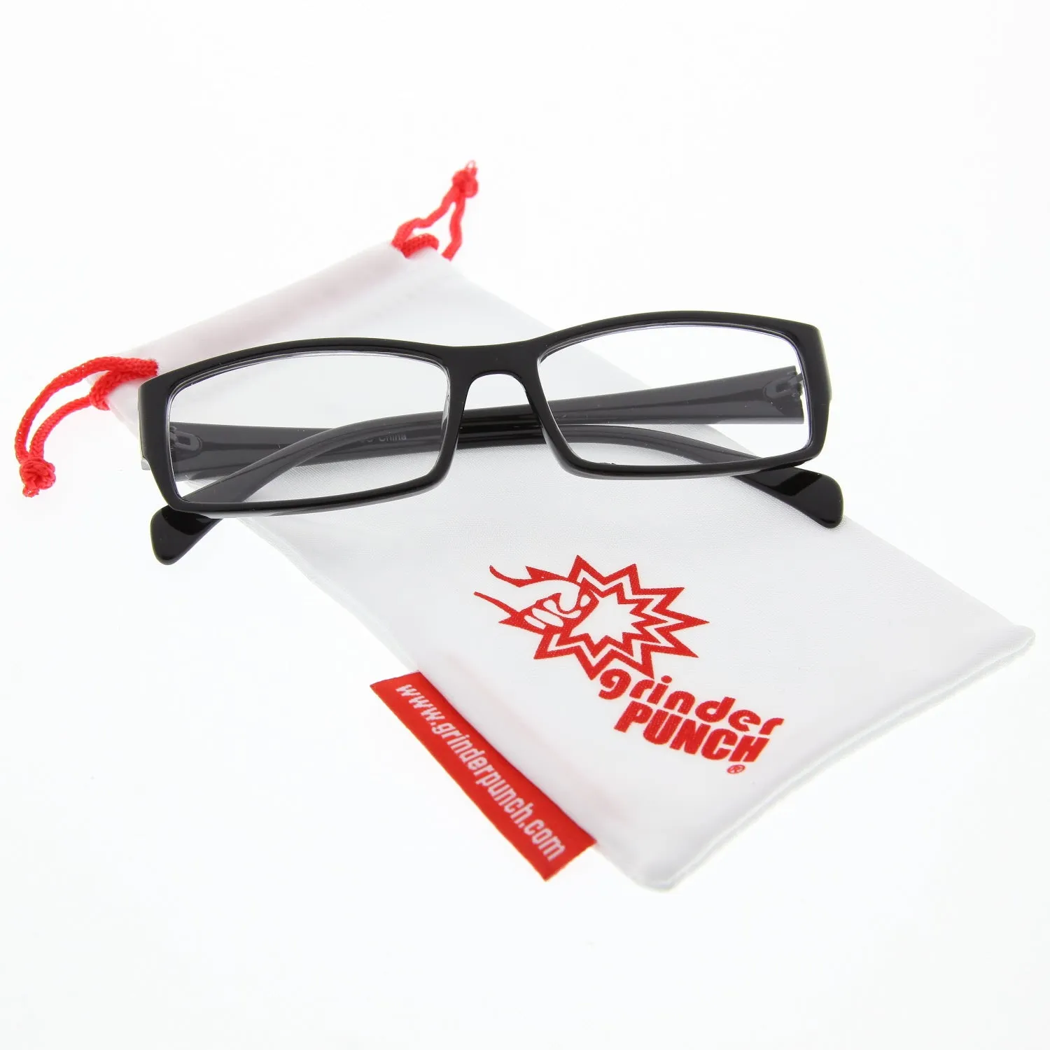 grinderPUNCH Fake Plastic Rim Clear Lens Plano Reading Glasses for Men and Women - Halloween Costume Glasses