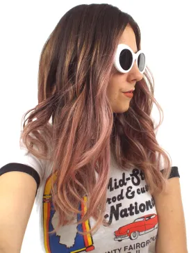 Grunge Goddess White Round Sunglasses