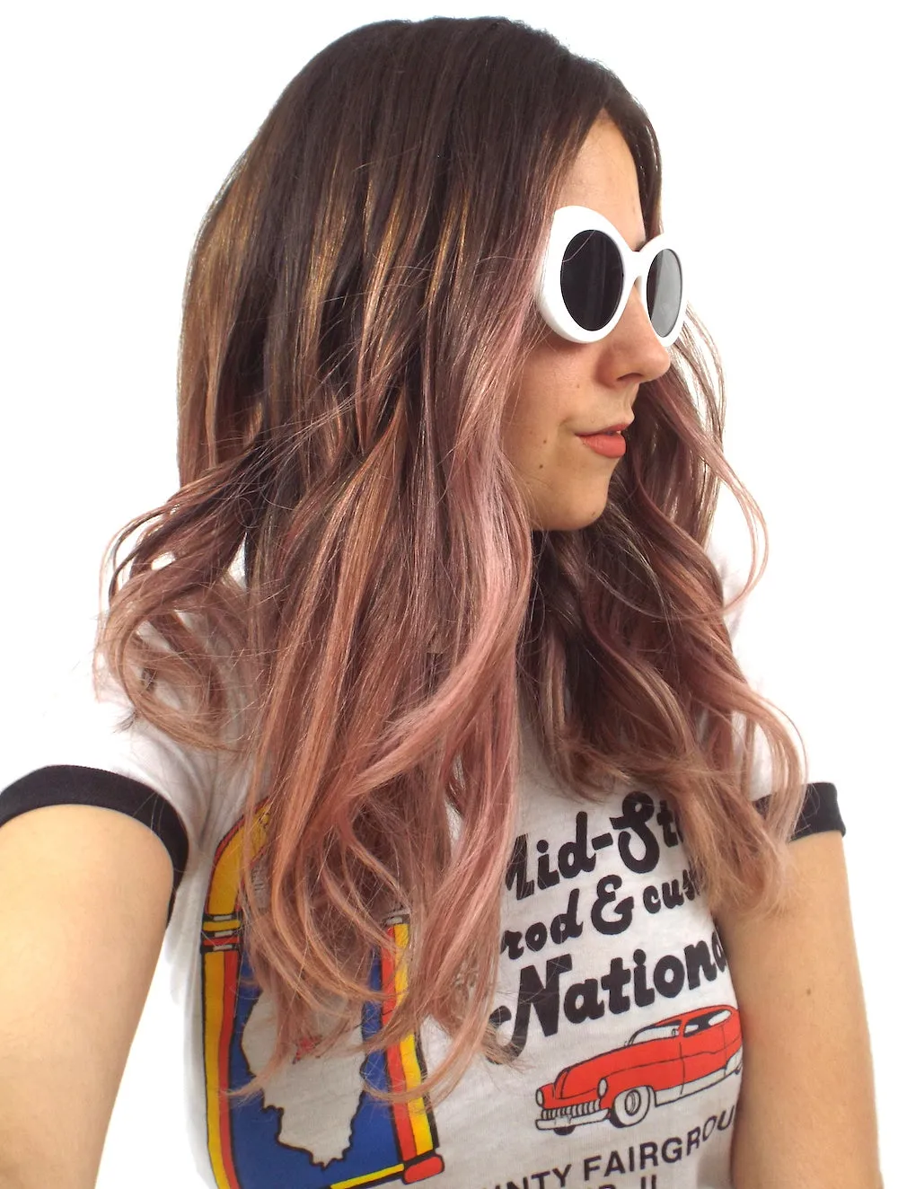 Grunge Goddess White Round Sunglasses